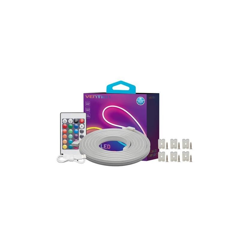 TIRA LED VENTION SILICONA NEON RGB CONTROL REMOTO 5V 1M